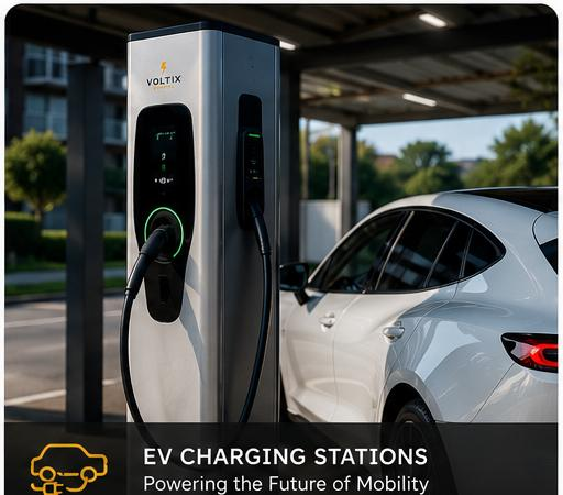 EV Charging Stations — Voltix charger with electric vehicle